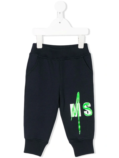 Msgm Pink Sweatpants With Logo For Baby Girl In Blue