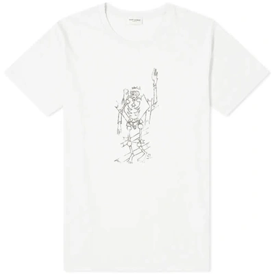 Saint Laurent Distressed Skeleton Print T-shirt In Black