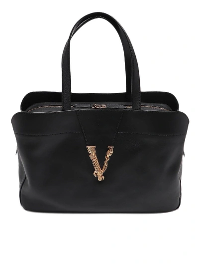 Versace Virtus Handbag In Black
