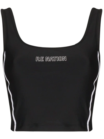 P.e Nation Flex It Cropped Logo-print Tank Top In Black