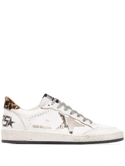 Golden Goose Ball Star Leopard And Snake-print Trainers In White