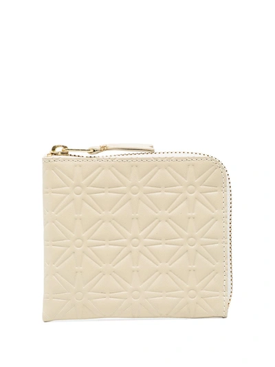 Comme Des Garçons White Zip-around Embossed Star Leather Wallet In White