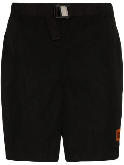 Heron Preston Buckled Logo Shorts In Black