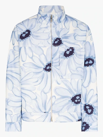 Jacquemus Le Blouson Valensole Floral Print Cotton Jacket In Blue