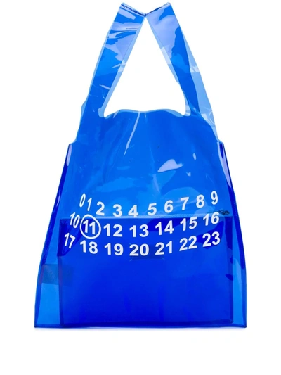 Maison Margiela Logo Detail Clear Bag In Blue