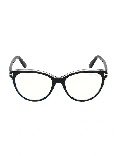 Tom Ford 54mm Blue Block Square Eyeglasses In Black