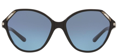 Tory Burch 57mm Polygon Inlaid Sunglasses In Grey Blue Gradient
