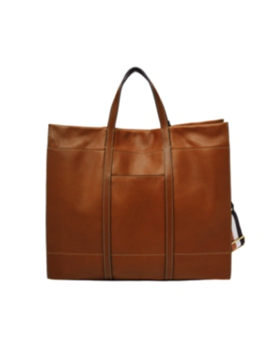 Fossil Carmen Leather Shopper In Brandy,gold