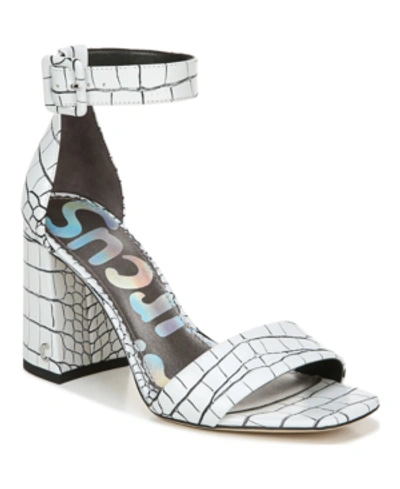 Circus By Sam Edelman Elizabeth Two-piece Sandals Women's Shoes In White Black Crocco