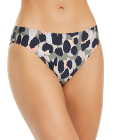 Dkny Printed Bikini Bottoms Women's Swimsuit In Military Olive Leopard