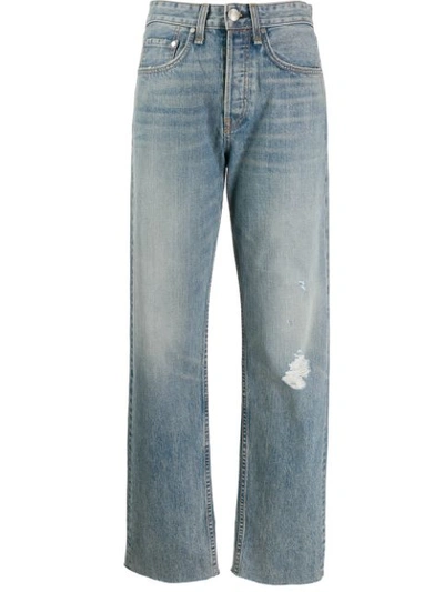 Rag & Bone Maya Distressed High-rise Straight-leg Jeans In Blue
