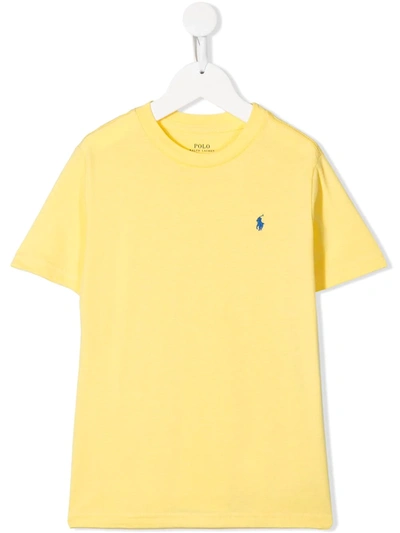 Ralph Lauren Kids' Logo-embroidered Crew Neck T-shirt In Yellow