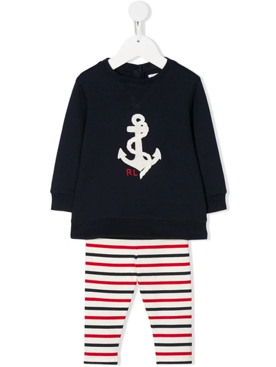 Ralph Lauren Babies' Nautical Contrast Tracksuit Set In Black