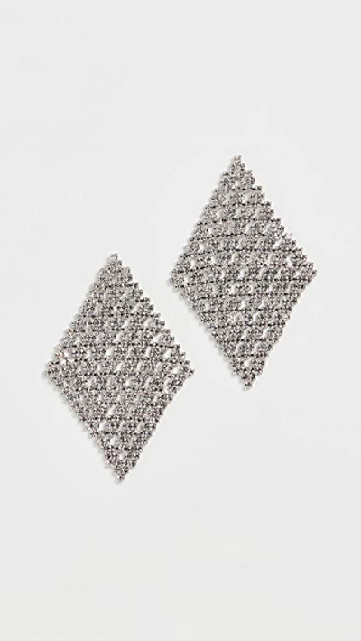 Theia Jewelry Diamond Shape Chandelier Earrings In White Gold Finish