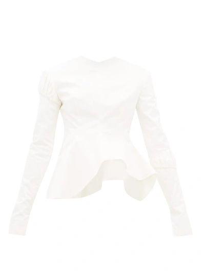 A.w.a.k.e. Peplum Top With Gathered Details On The Sleeves In White