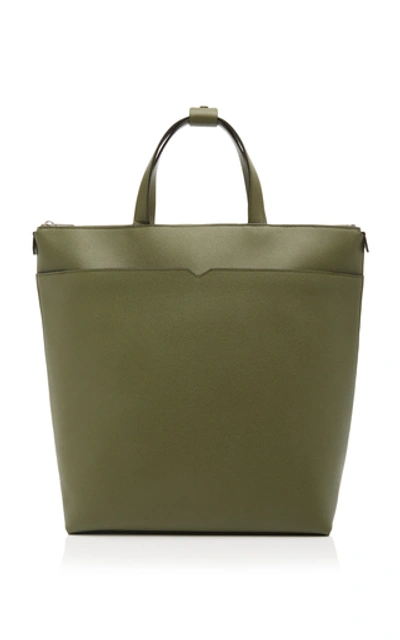 Valextra V Leather Backpack In Green