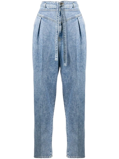 Pinko High-rise Jeans With Belt In Blu