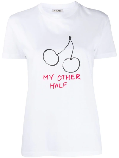 Miu Miu My Other Half Printed T-shirt In White