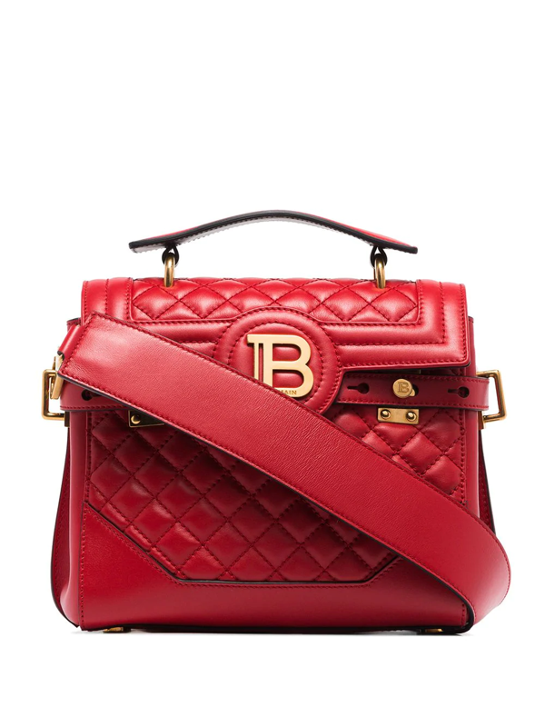 Balmain B-buzz 23 Quilted Leather Shoulder Bag In Red | ModeSens
