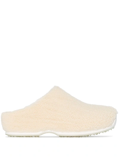 Rosetta Getty X Ecco Light Pink Shearling Clogs In White