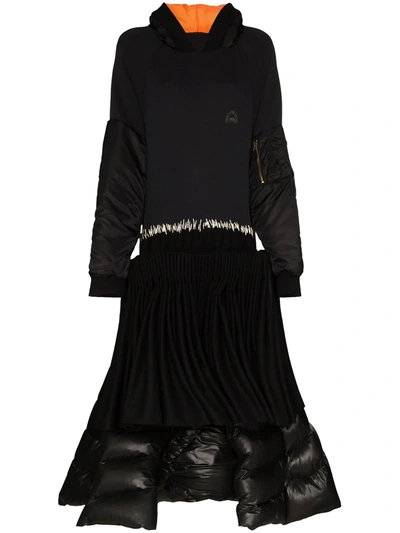 Duran Lantink Reconstructed Contrast Panel Midi Dress In Black