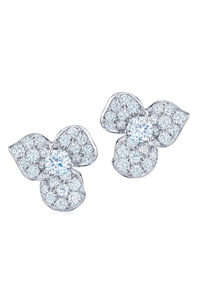 Kwiat Diamond Petal Flower Earrings In White Gold