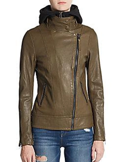 Mackage Kiera Leather Hooded Jacket In Black