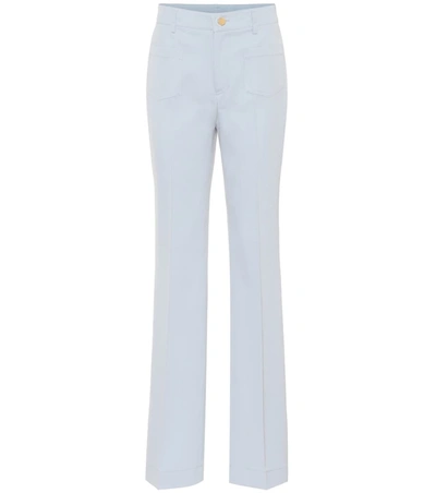 Red Valentino High-rise Flared Cotton-blend Pants In Cristallo