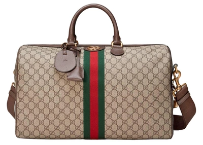Pre-owned Gucci Ophidia Gg Carry-on Duffle Medium Beige/ebony