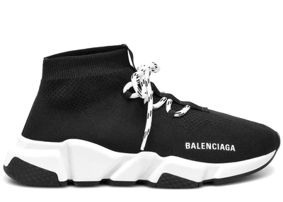 Pre-owned Balenciaga Speed Lace Up Black White (women's)