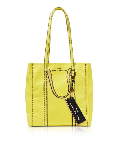 Marc Jacobs Cotton & Linen The Trompe Loeil Tag Tote Bag 27 In Yellow