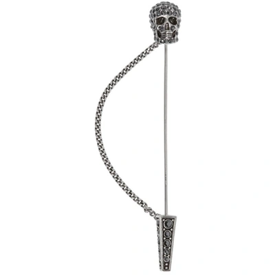 Alexander Mcqueen Gunmetal Skull Pin Brooch In 1177 0446