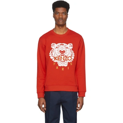 Kenzo Tiger Patch Sweatshirt In Red,white,gold