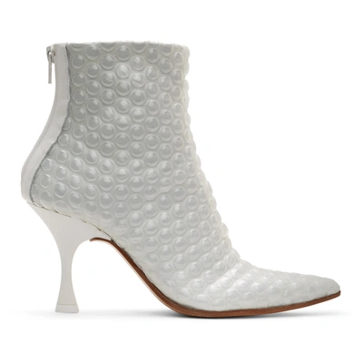 Mm6 Maison Margiela White Bubble Wrap Heeled Boots In H7417 Trans