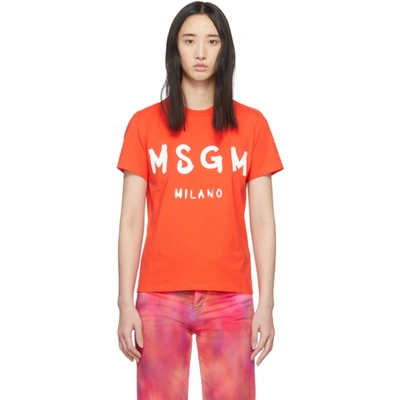 Msgm Orange  Milano T-shirt In 10 Orange