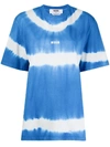 Msgm Tie-dye Box-cut T-shirt In Blue