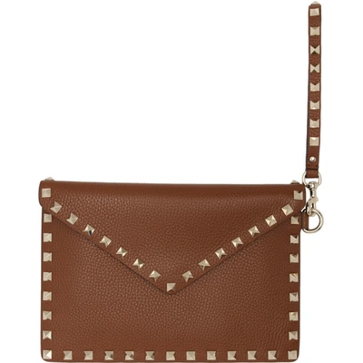 Valentino Garavani Valentino Brown  Rockstud Pouch In Hg5 Seleria