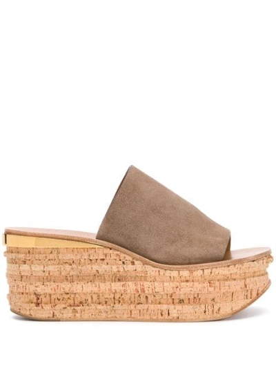 Chloé Camille Cork Platform Sandal In Dark Greige