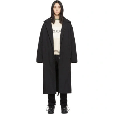 Fear Of God Black Nylon Hooded Rain Coat In 001 Black