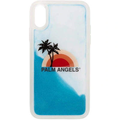 Palm Angels Blue And Multicolor Sunset Iphone Xr Case In White Multi