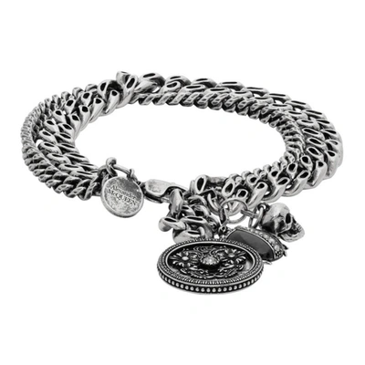 Alexander Mcqueen Silver Beetle Bracelet In 0446/0911