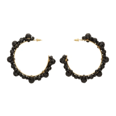 Simone Rocha Large Crystal-daisy Hoop Earrings In Black