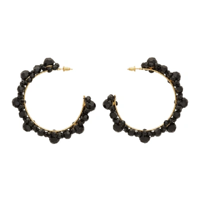 Simone Rocha Large Crystal-daisy Hoop Earrings In Jet
