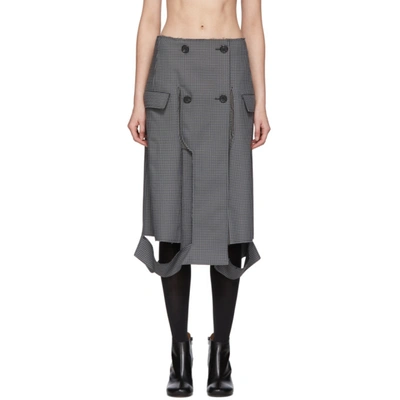 Maison Margiela Grey Houndstooth Double-breasted Skirt In 001f Pied
