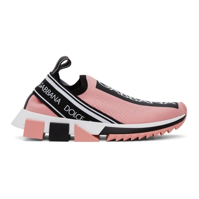 Dolce & Gabbana Sorrento Logo-print Mesh Sneakers In Pink
