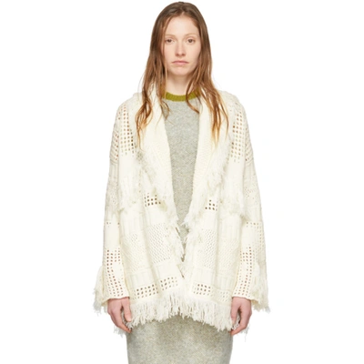 Alanui Off-white Virgin Wool Icon Net Stitched Cardigan In Lapponia Wh