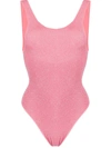 Oseree Glitter Embellished Open Back Swimsuit In Pink