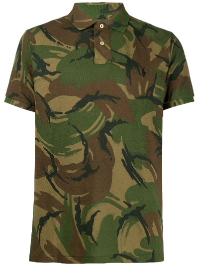 Polo Ralph Lauren Camouflage-print Short-sleeved Polo Shirt In Green