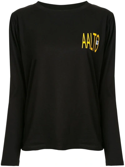 Aalto Pleated Logo T-shirt In Black