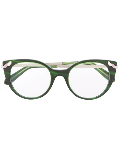 Bvlgari 镶嵌猫眼框眼镜 In Green
